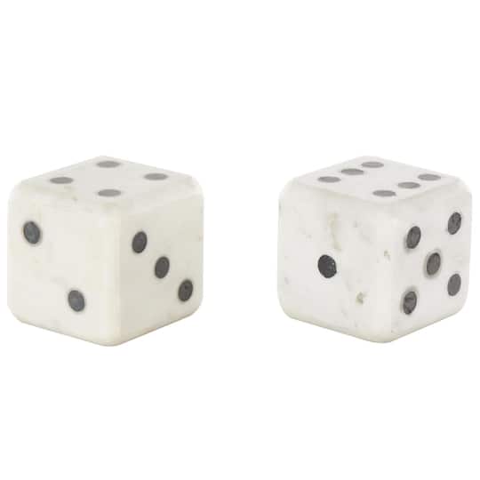 3.5" White Marble Dice Decorative Bookend Set